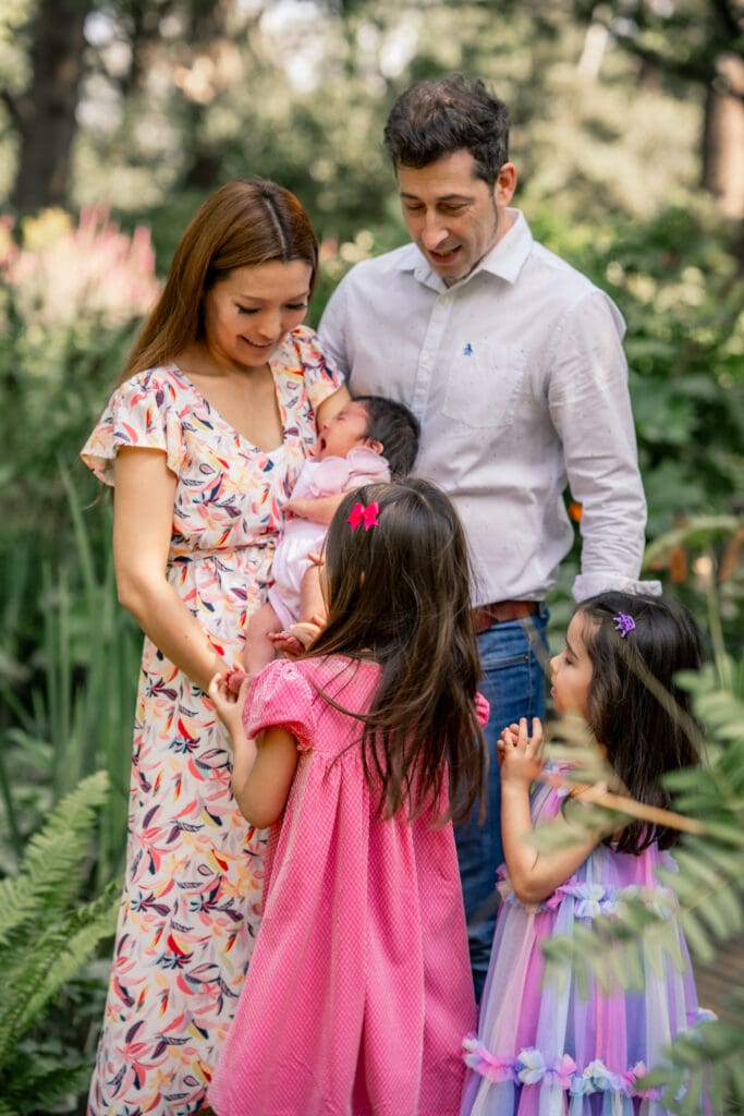 Whole family gathered for a newborn and sibling photoshoot in Sussex.